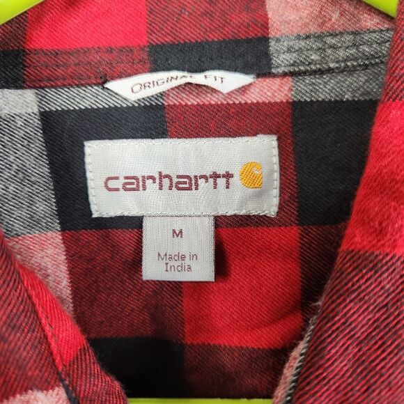 Carhartt Mens Original Fit Long Sleeve Plaid Flannel Button Up Shacket Medium - Picture 4 of 9